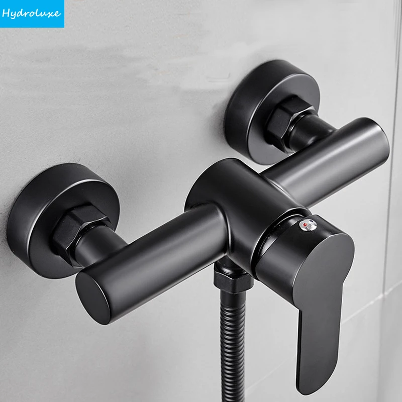 

Black Wall Mounted Bathroom Shower Faucet 304 Stainless Steel Triple Tub Faucet Hot & Cold Water Mixing Valve Shower Set Bathtub