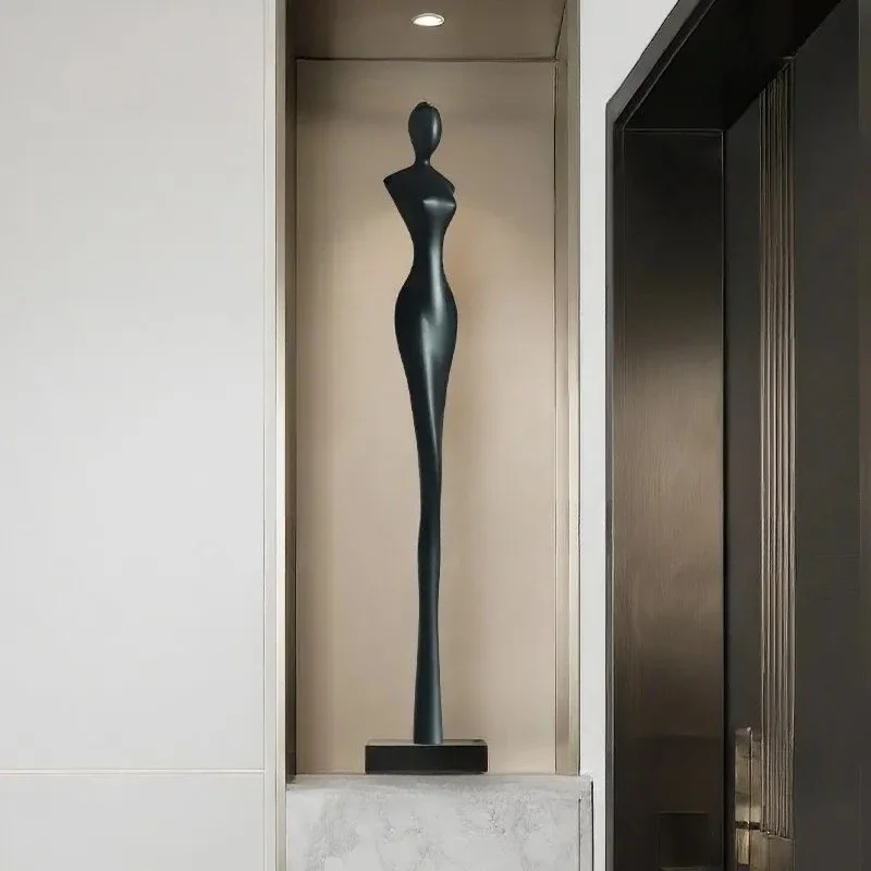 2026 Unique Modern Abstract Art Entrance Decor Statues Tall Slender Figurative Sculpture Luxury High-End Floor Ornament For Livi