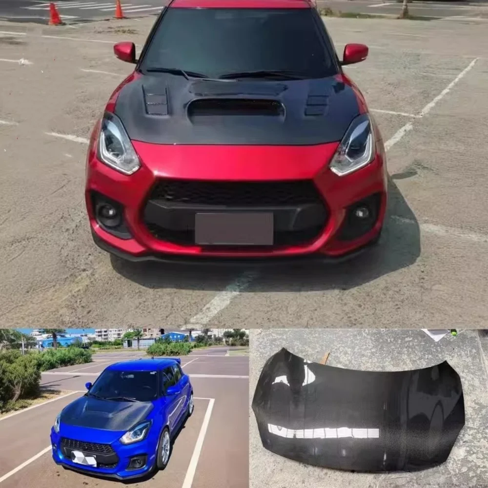 Wet Carbon Fiber Engine Hood for Suzuki Swift light weight engine cover auto accessories