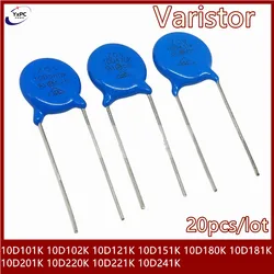 Piezorresistencia de 20 piezas Varistor 10D220K 10D221K 10D241K 10D101K 10D102K 10D121K 10D151K 10D180K 10D181K 10D201K