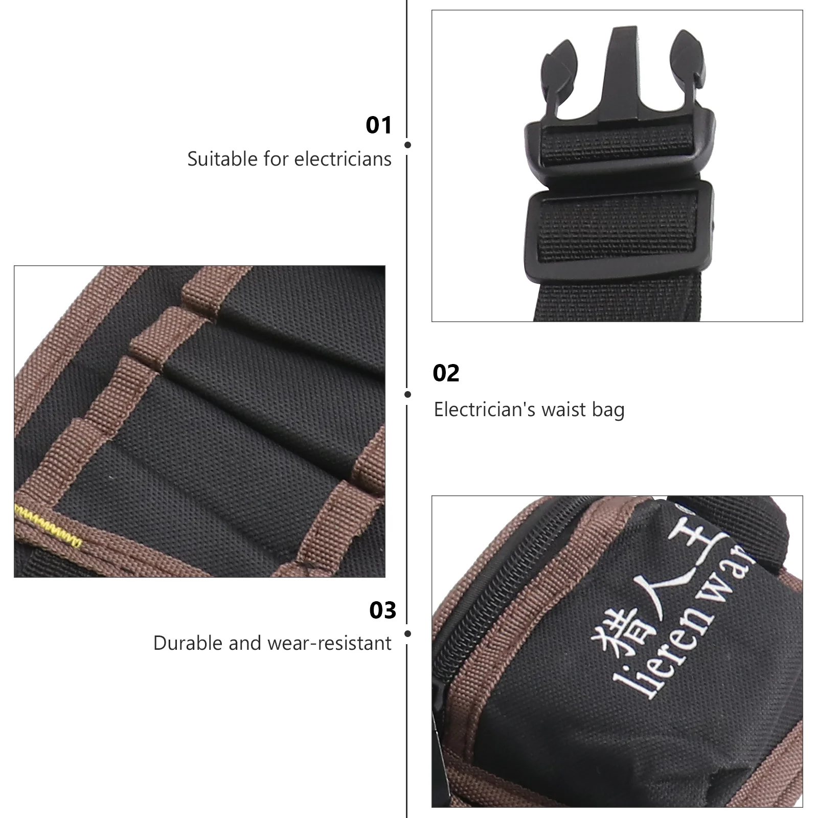 

Tool Waist Electrician Multi-pocket Organizer Waterproof Portable Belt Clip-on 600D Oxford Fabric Durable Light Adjustable