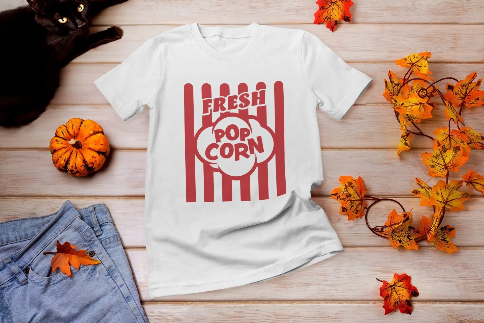 Fresh Popcorn Costume T Shirt Last Minute for Halloween Funny Retro Vintage Lazy