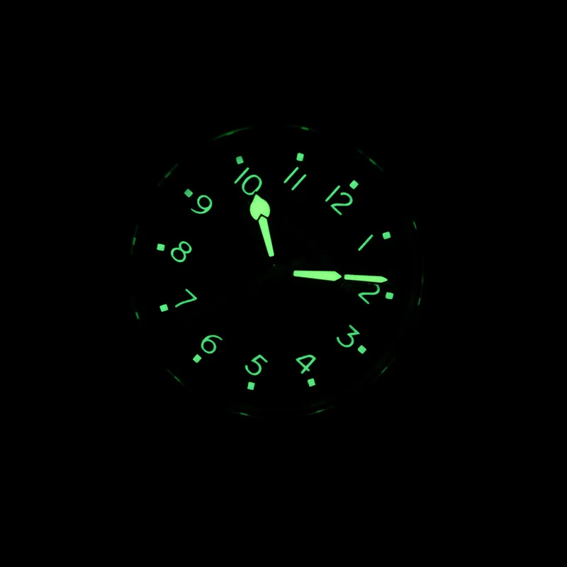 Milifortic Field-Reloj de pulsera con correa de cuero y cristal de zafiro, cronógrafo Retro luminoso de acero inoxidable, resistente al agua, 100M, VH31