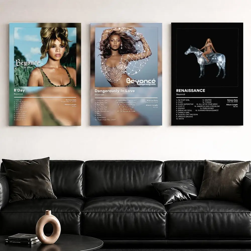 Singer Album B-Beyonce Framed Wall Painting Ready to Hang Canvas Poster for Bedroom Living Room Hallway Home Decor Gift