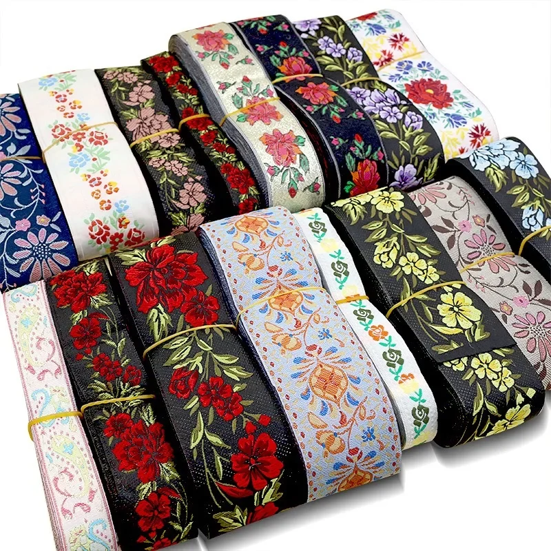 1 Yards Jacquard Ribbon Ethnic Trim Embroidered Woven Webbing Tape for Clothing Sewing Decorative