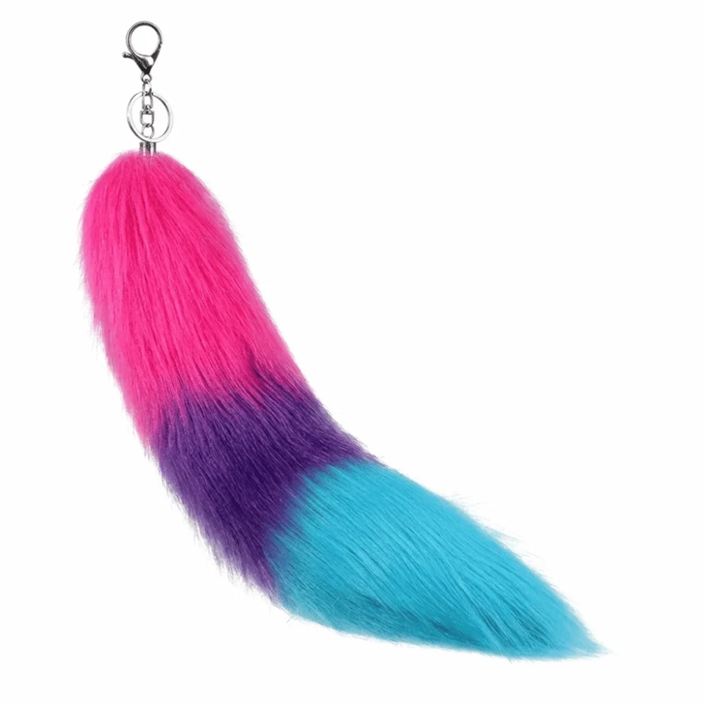 Pompom-Tier-Schwanz-Schlüsselanhänger, Taschenquaste, Schlüsselhalter, Plüsch-Schwanz-Schlüsselanhänger, Riemen, Kette, großer flauschiger Fell-Anhänger, Schlüsselring, Taschendekoration – Detail 10