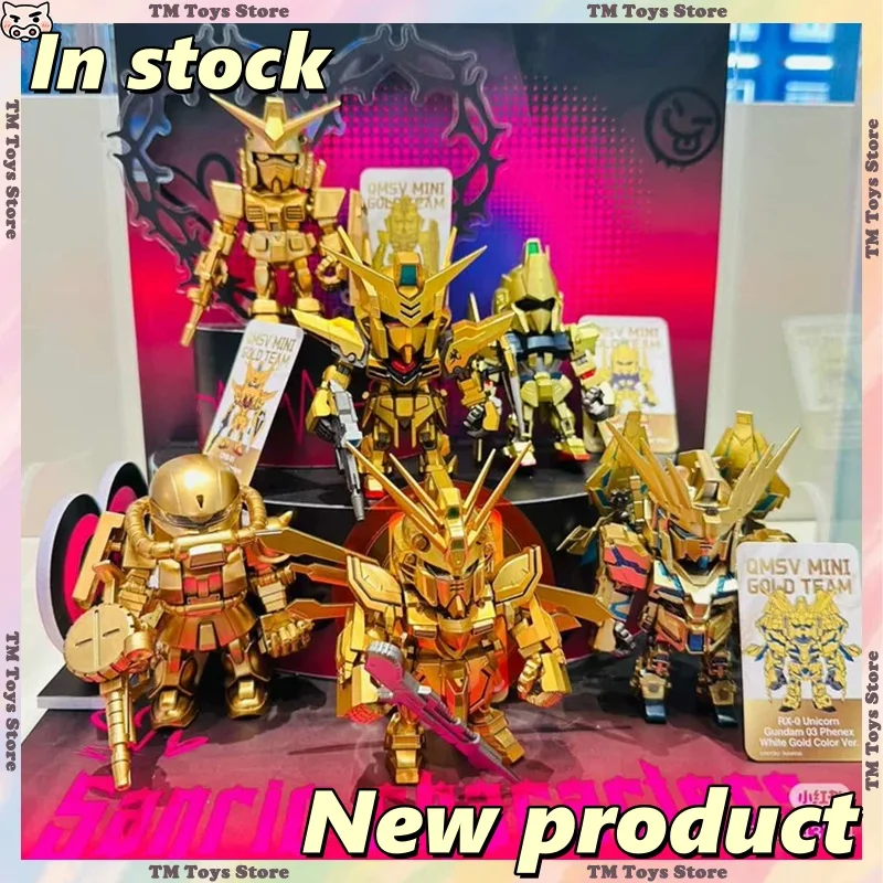 

Новый BANDAI Qmsv Mini Gold Team Series Blind Box RX-78-2 Luxury Golden Team Action Anime Фигурка Коллекционная модель игрушки Подарки В НАЛИЧИИ
