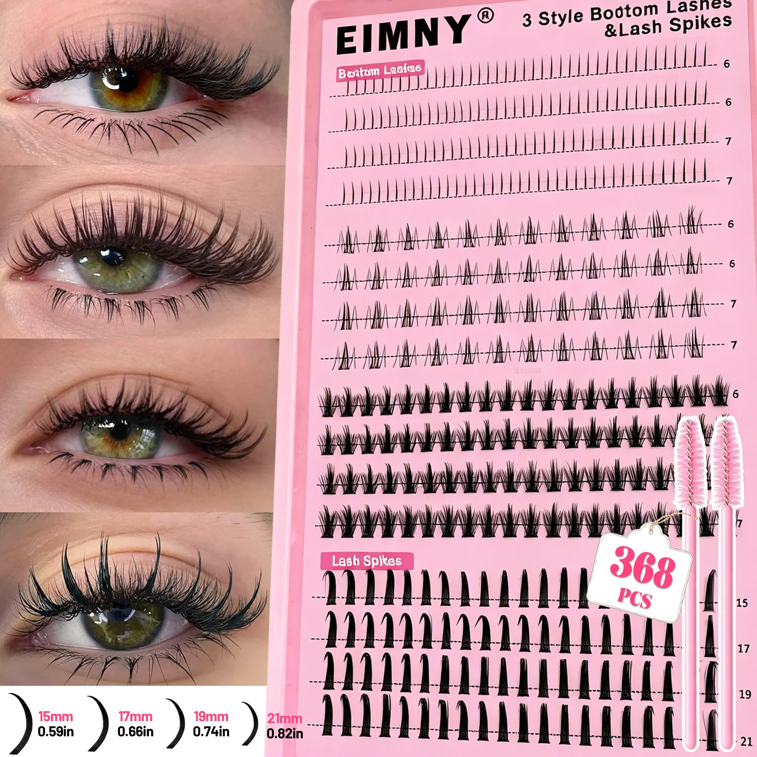 EIMNY 368PCS Bottom Lash Cluster, ces clusters de cils inférieurs assortis s'entendent parfaitement avec toutes sortes de faux cils