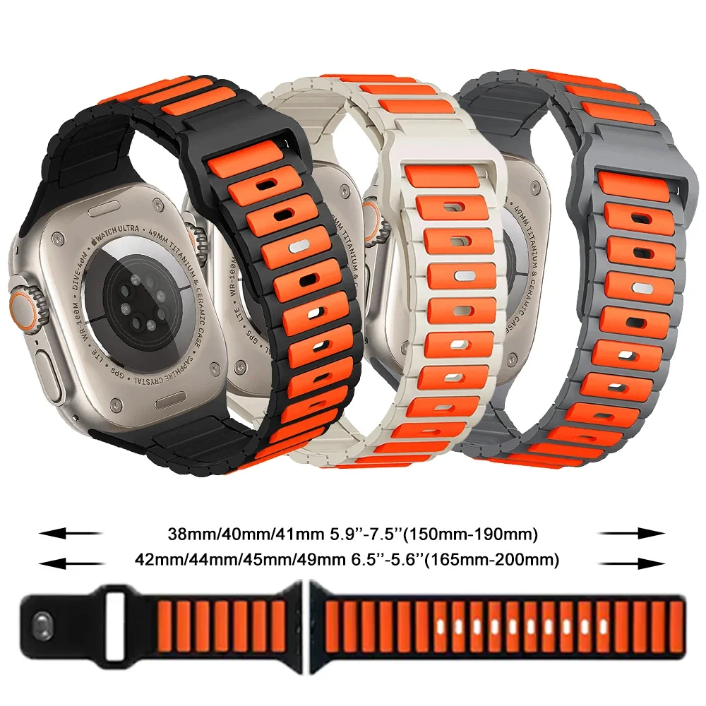 Silicone Band for Apple Watch Ultra 2 49mm 42mm 45mm 44mm 41mm Women Men Soft Waterproof Band for IWatch Series 9 8 7 6 5 SE 4 3