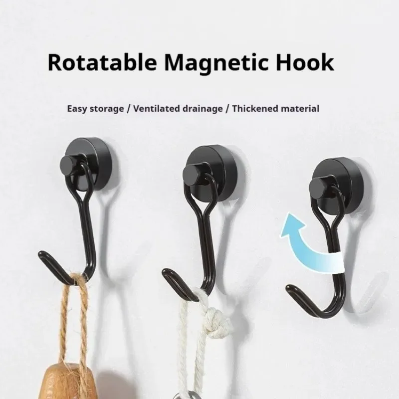 2/4/8Pcs Magnetic Hooks Heavy Duty Magnetic Swivel Hooks 360° Rotating No Drill Hangers for Refrigerator Grill Locker