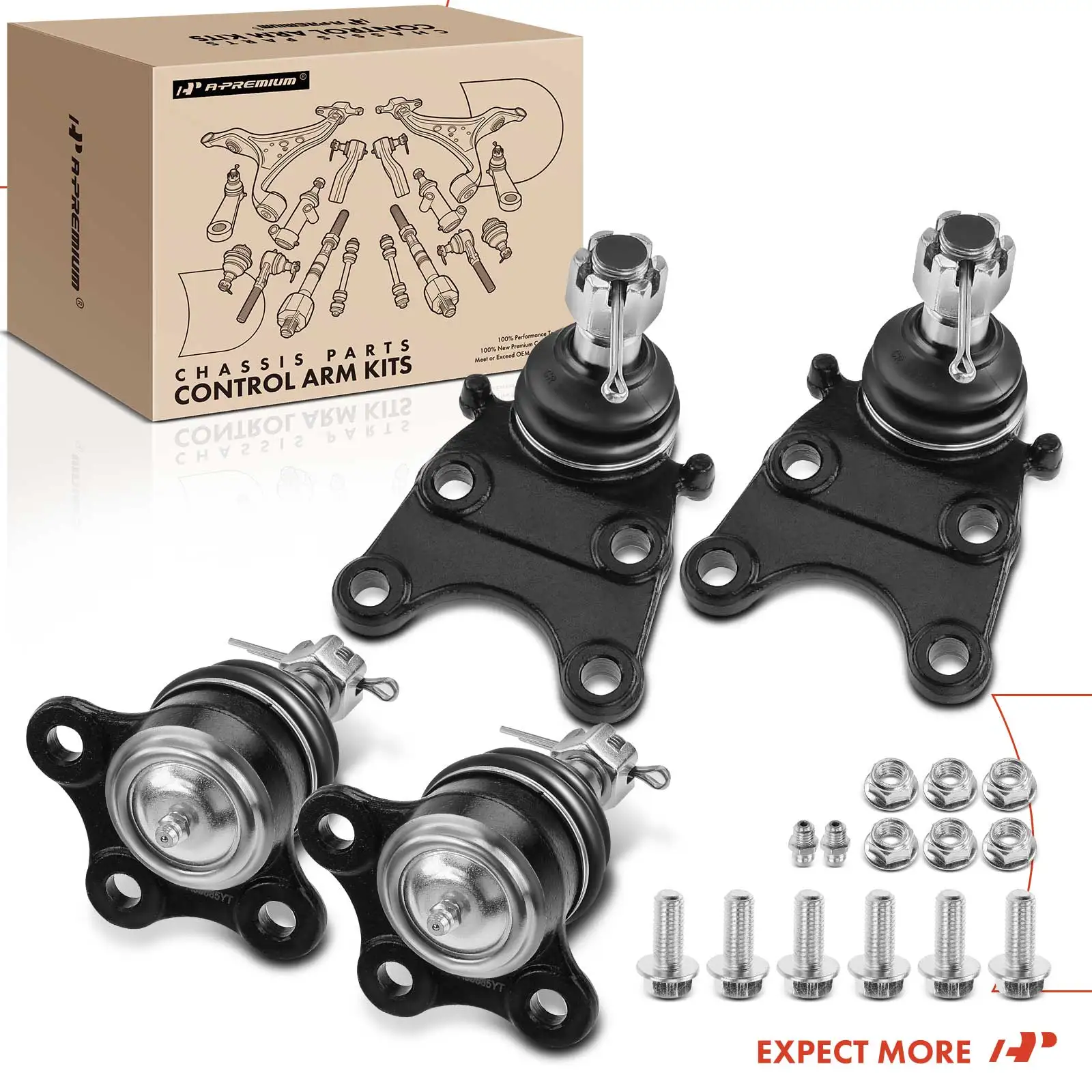 A-Premium 4x Front Lower & Upper Ball Joint for Honda Passport 1996-2002 Isuzu Amigo 1998-2000 Axiom 2002-2004 Rodeo 1996-2004