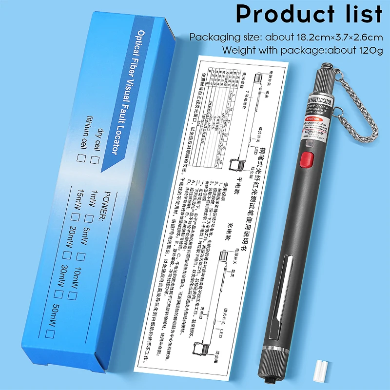 FTTH Fiber Optic Tester Pen Type Red Optical Fiber Light Visual Fault Locator Optical Cable Tester 5-50MW VFL - Image 6