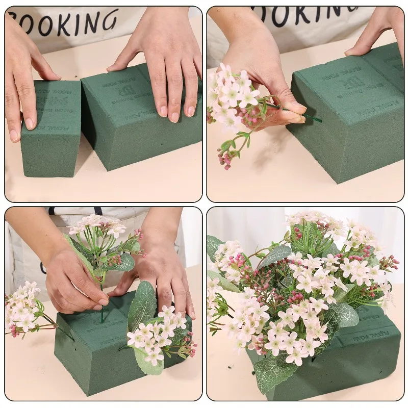 6/1Pcs Square Floral Foam Bricks Artificial Dry Wet Flower Mud Flower Arrangement Foam Blocks Green Sponge for Florist Supplies