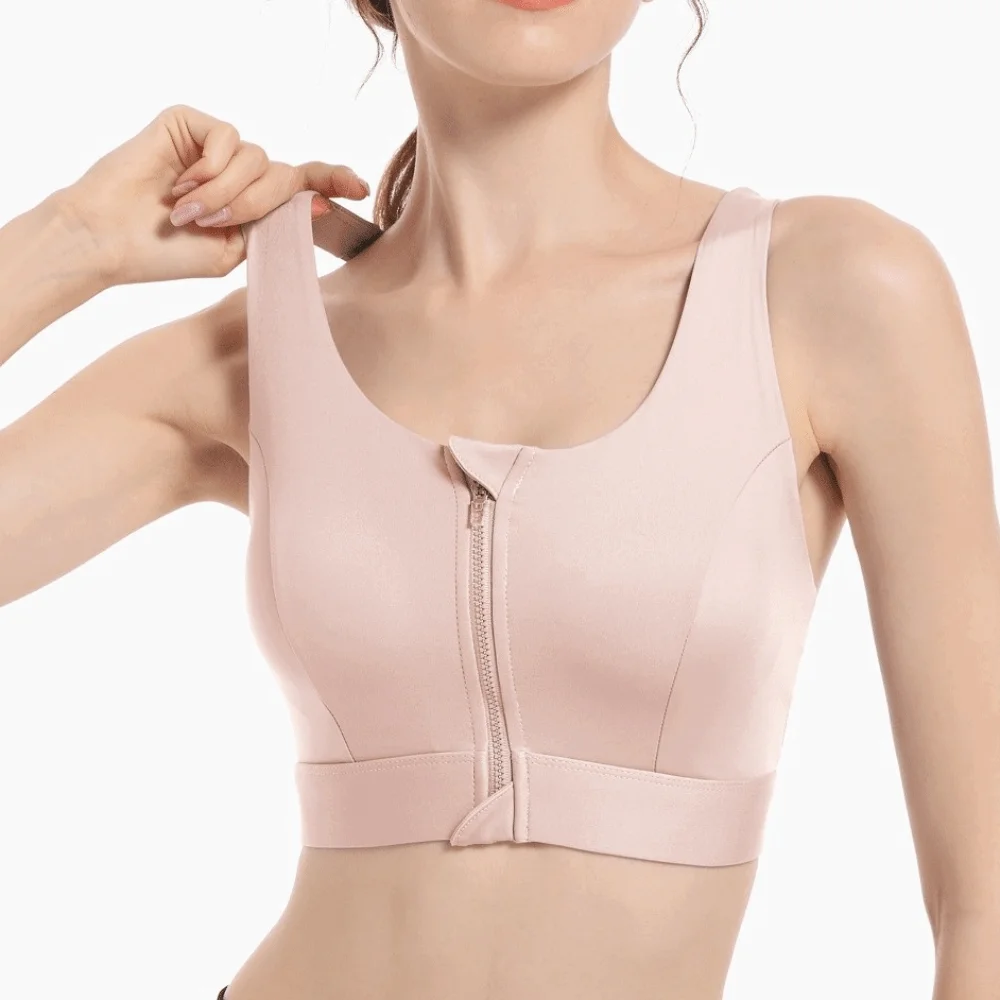 

Basic High Impact Front Zipper Sports Bra One-pad Slim Fit Yoga Underwear Lingerie Zipper Shockproof Brassiere Sports Fitness