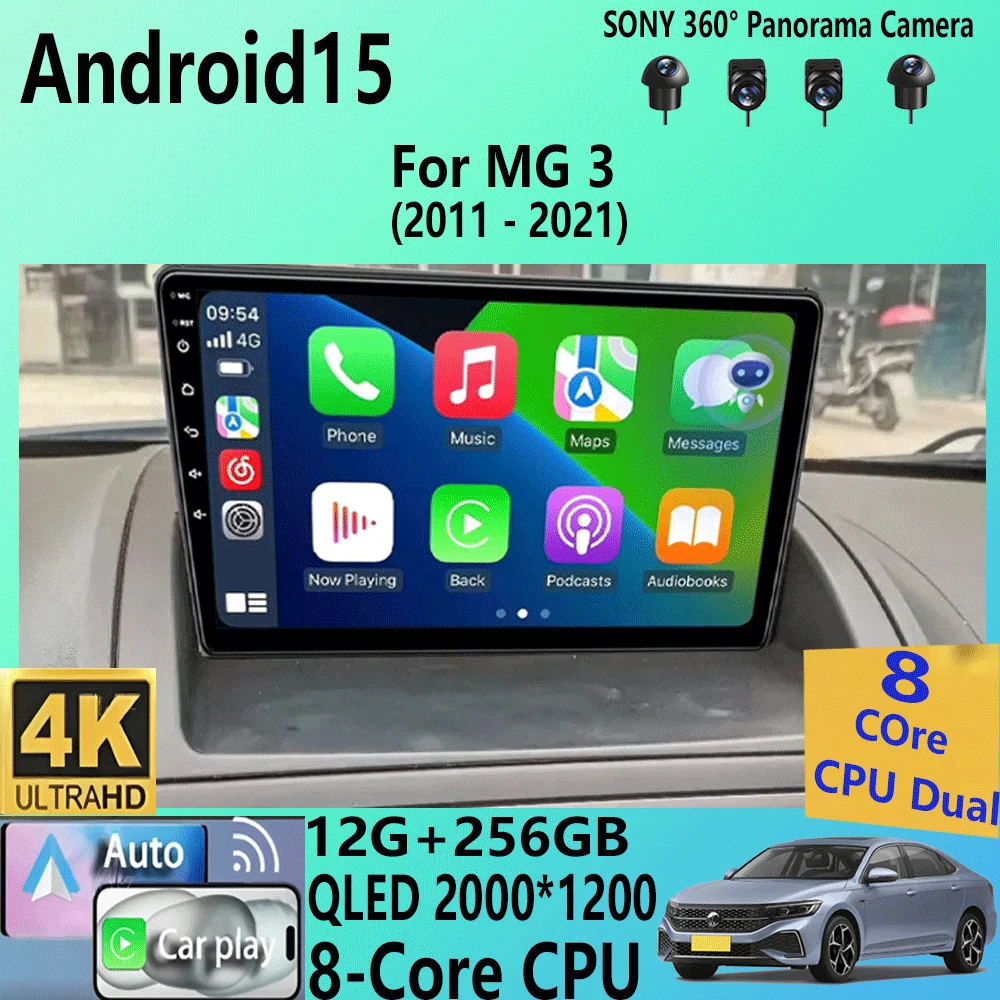 Android 15 For MG 3 MG3 II Cross 2011 2012 2013 2014 2015 2016 -2021 CarPlay Car Multimedia Radio GPS Stereo Screen Video Player
