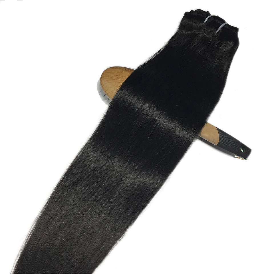 8 Pcs/Set Clip Em Extensões De Cabelo Humano Em Linha Reta Clip Brasileiro Em Cor Preta Natural Clip Ins 22 26 Polegada 120G Remy Cabelo
