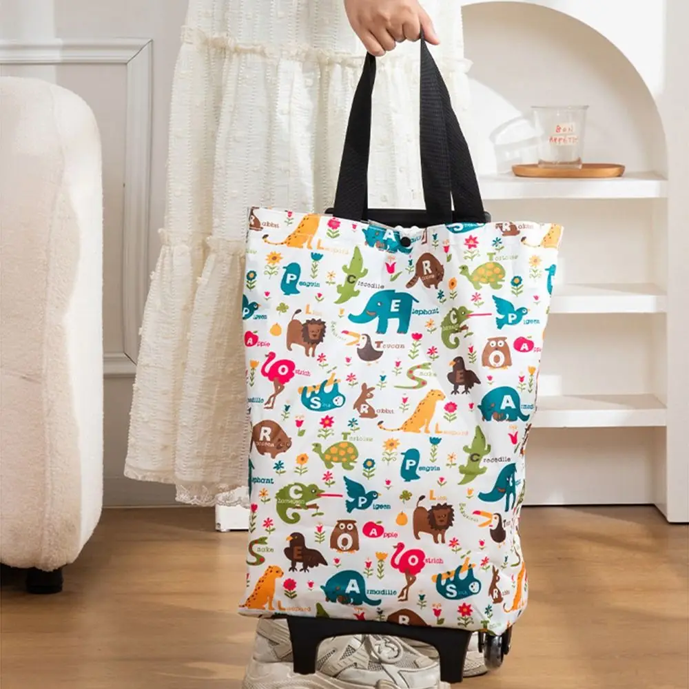 Retractable Handle Oxford Cloth Shopping Cart Waterproof Reusable Stair Climbing Trolley Tote Strong Load-Bearing