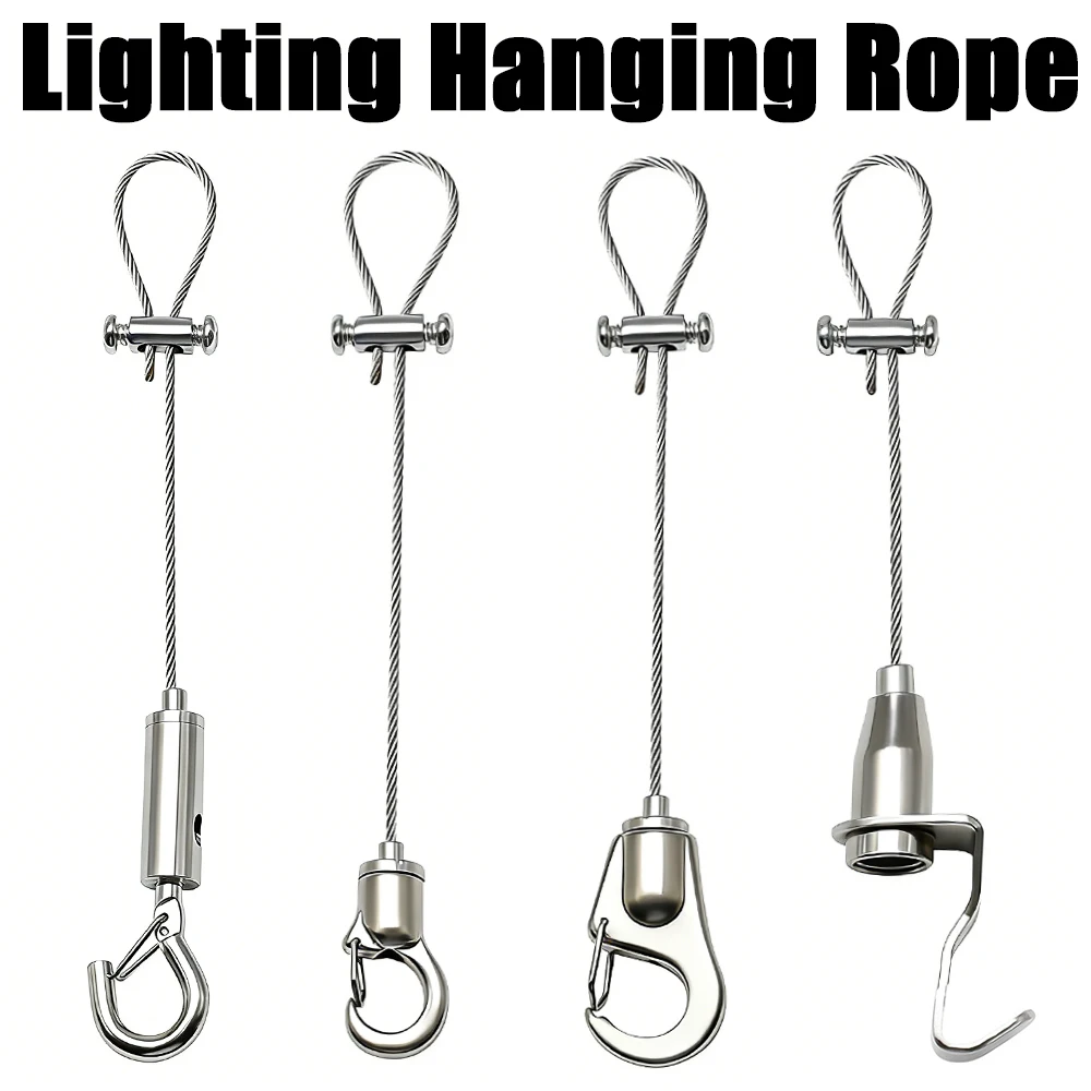 

2-6PCS Adjustable 1.5mm 304 Stainless Steel Wire Rope Ceiling Advertising Board Acrylic Board Suspension Fixed Hanging Rope Kit