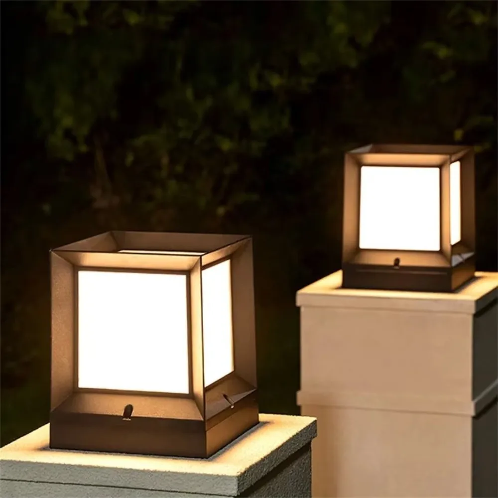 Modern E27 Led Outdoor Post Light Column Pier 220V Pillar Cap Lights IP54 Waterproof Enclosure Fixture Fence Cap Light Yard