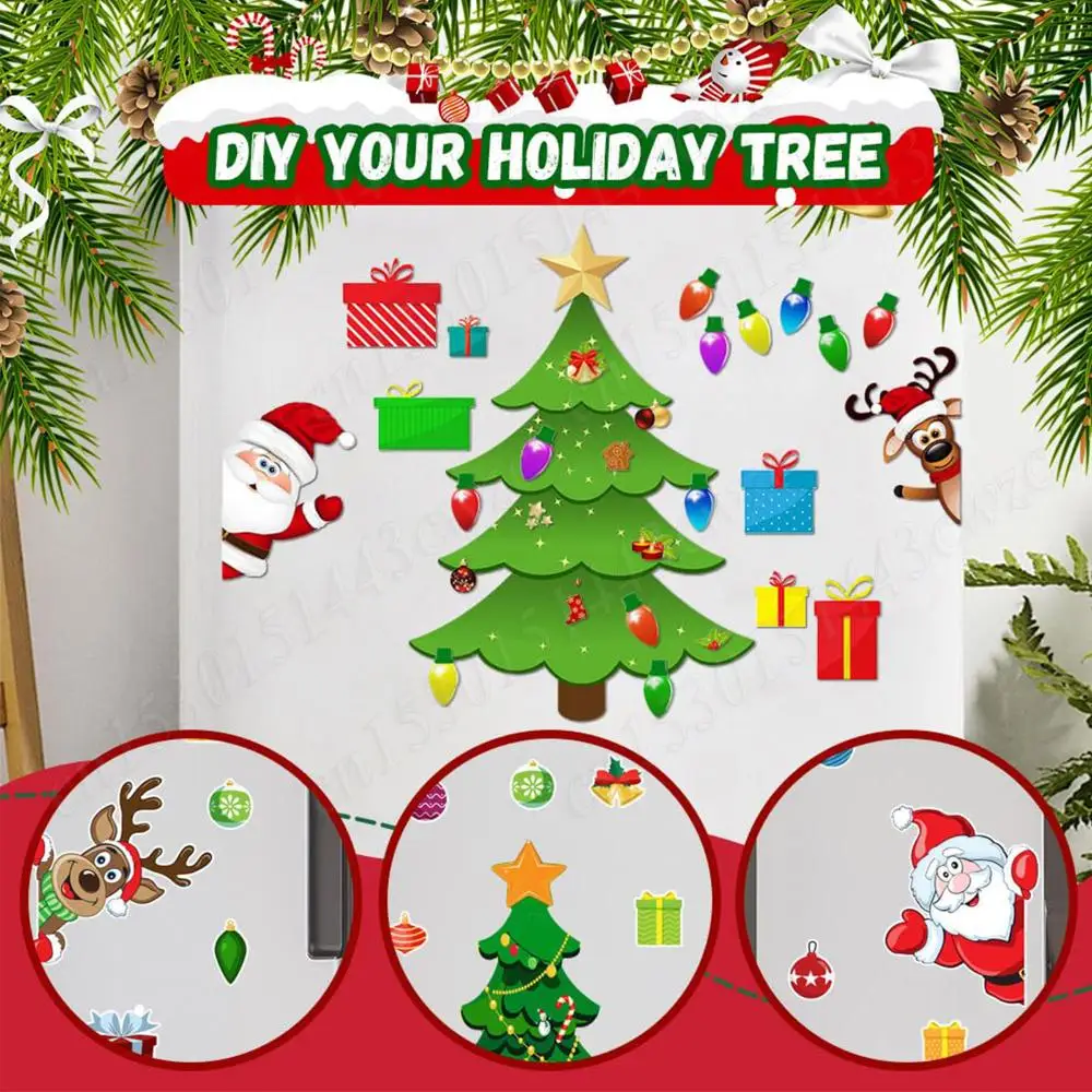 شجرة عيد الميلاد مغناطيس الثلاجة الديكور 2026 عيد الميلاد سانتا الرنة ملصق مغناطيسي للثلاجة باب معدني المرآب الديكور #2
