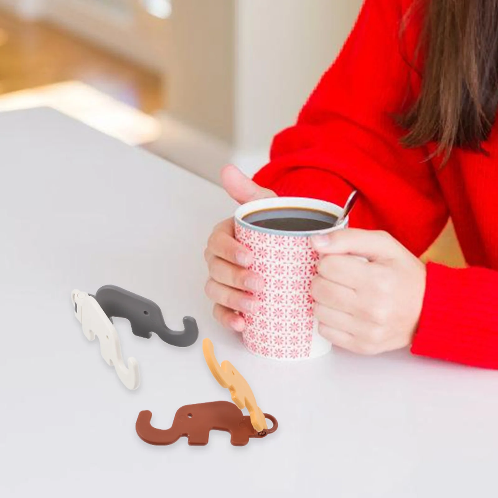 

3Pcs Mini Elephant Phone Holder Foldable Plastic Mobile Phone Stand Cartoon Miniature Furniture Desktop Bracket