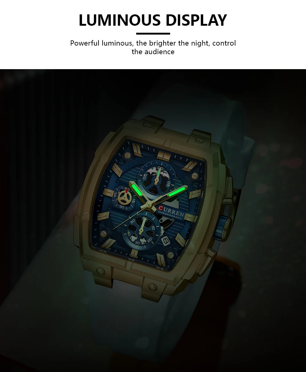 CURREN Herren-Chronograph Quarzuhr mit Leuchtzeigern und automatischer Datumsanzeige - für Business und Freizeit 8488 – Detail 7