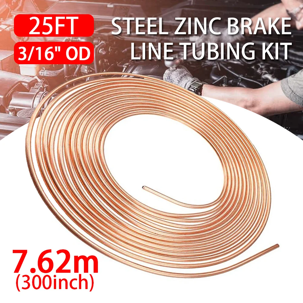 

1pcs 25ft Roll Tube Coil of 3/16" OD Copper Nickel Hose Line Car Brake Pipe Piping Tube Anti-rust 7.62m