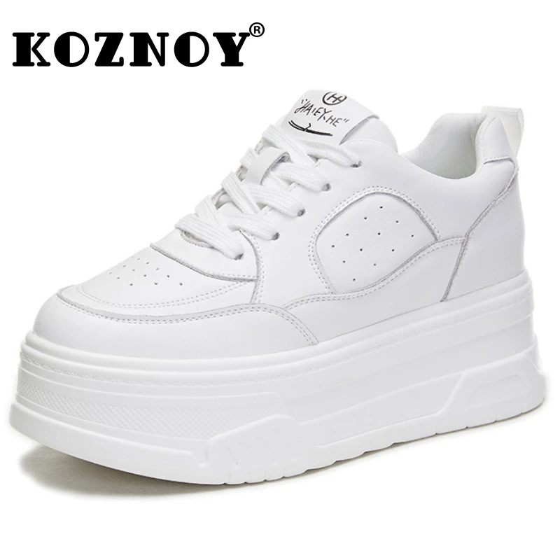 Fujin 6cm Women Shoes Chunky Sneakers Out Genuine Leather Casual White Wedge Shoes Platform Heel Pumps Mujer Bombas Breathable