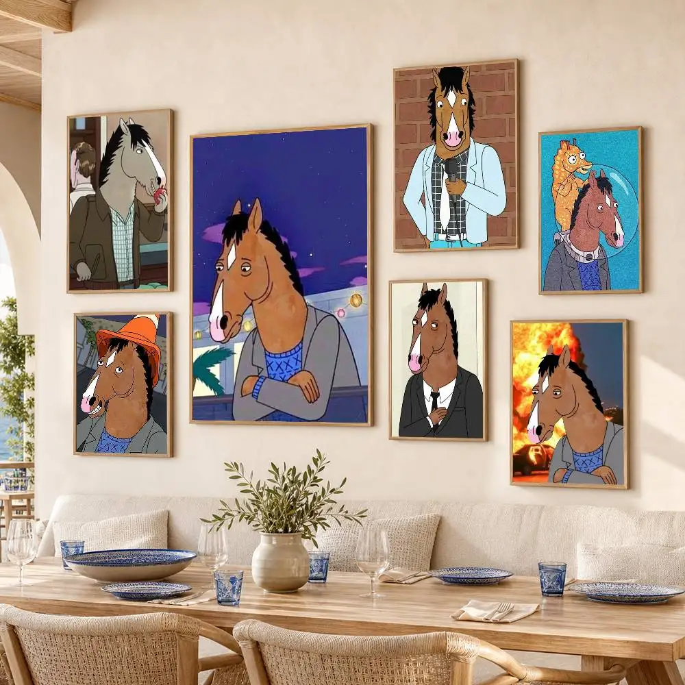 B-BoJack H-Horseman  Poster Self-adhesive Art Waterproof Paper Sticker Coffee House Bar Room Wall Decor