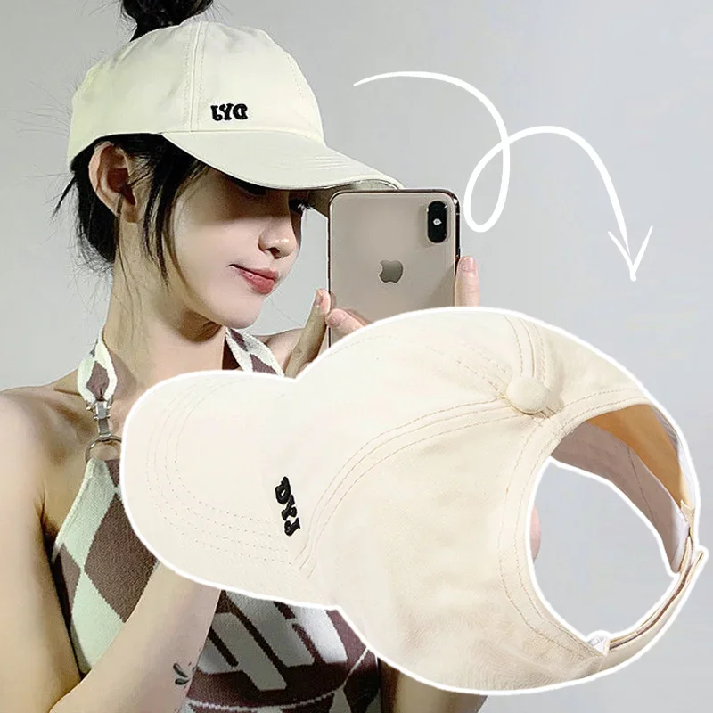 2024 New High Ponytail Baseball Cap for Women Girls Summer Sports Cap Fashion Casual Solid Color Cap Sun Hat with Ponytail Hole