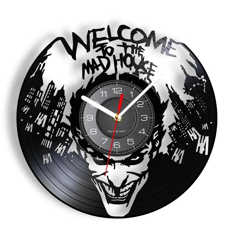 Welcome To The Madhouse Vintage Style Wall Clock Comic Book Gotham Retro Vinyl Album Record Clock Movie Character Home Decor