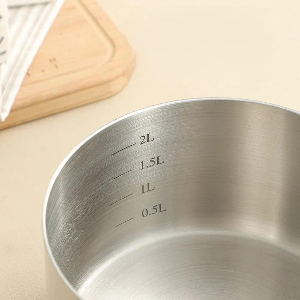 

1 Piece 304 Stainless Steel Milk Pot With Lid And Handle Yellow Flat Bottom Soup Stew Cooking Pan For Kitchen Cookware Set