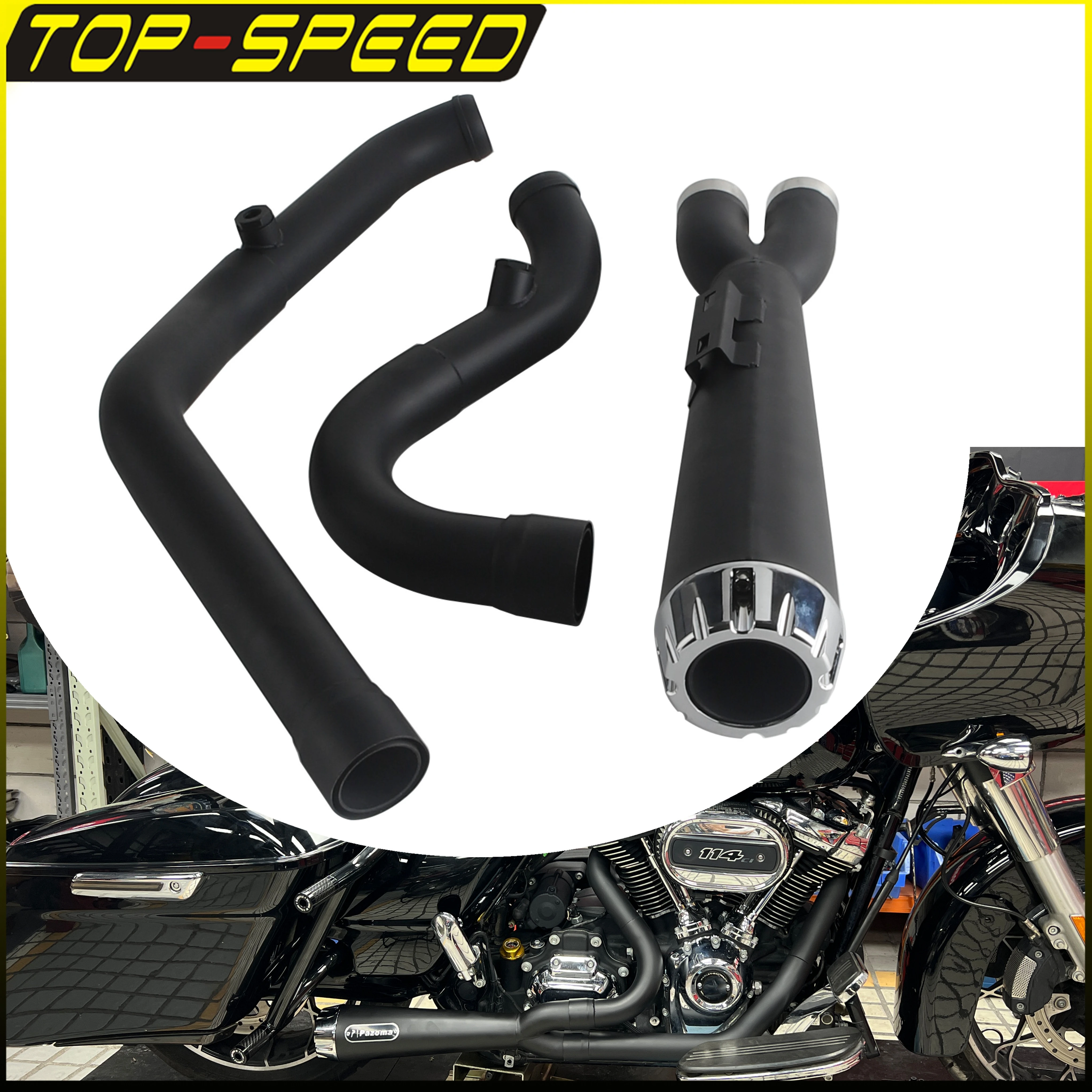 

Motorcycle Full Complete Exhaust System 304 Stainless Steel Muffler Pipe For Harley Touring Road Glide Ultra FLTRU 2017 2018 19