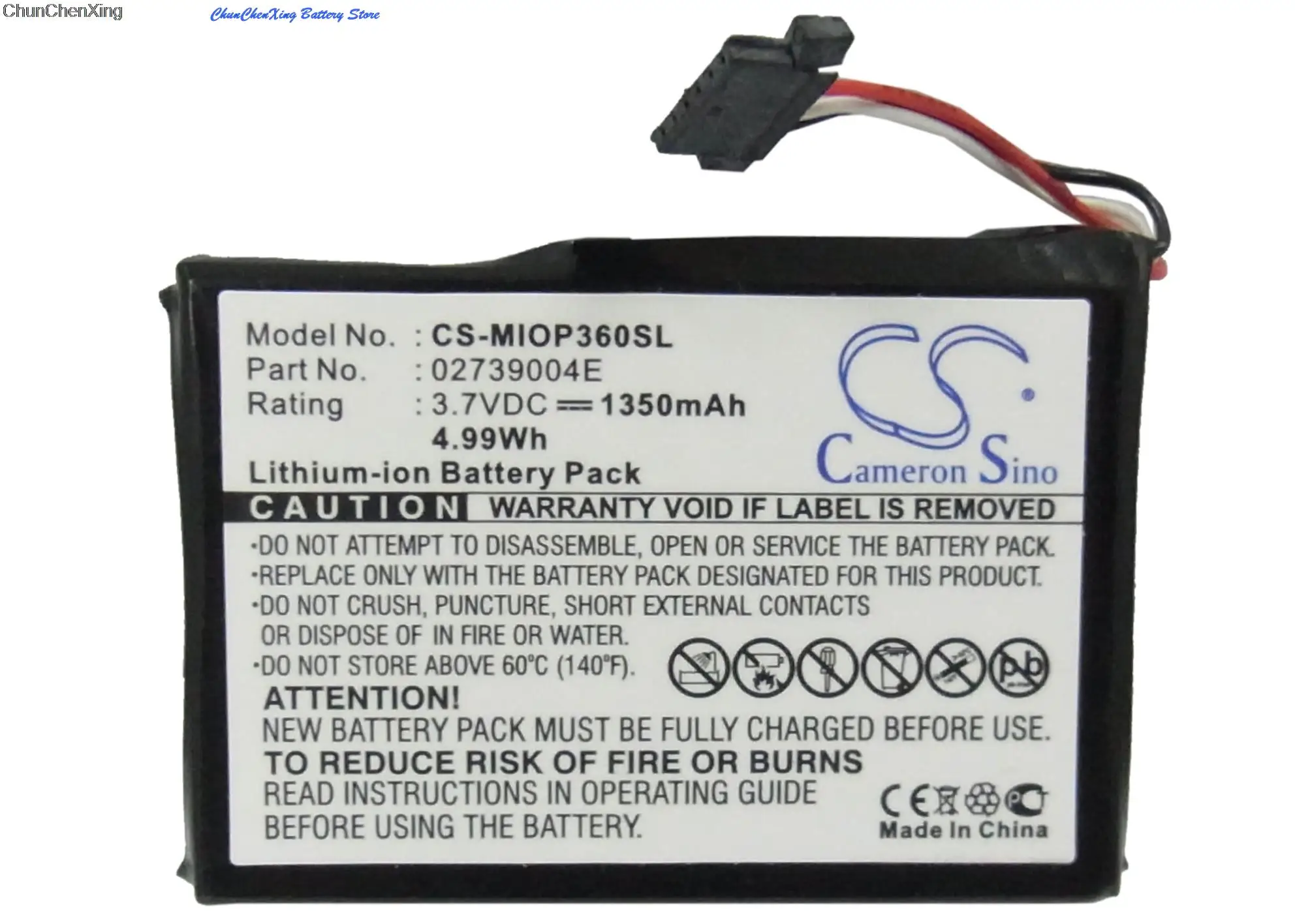 Cameron Sino 1350mAh Battery  for MICROMAXX MM95242, 02739004E, E3MT07135211 For Mitac Mio P360, Mio P560, Mio P560t, Mio P565