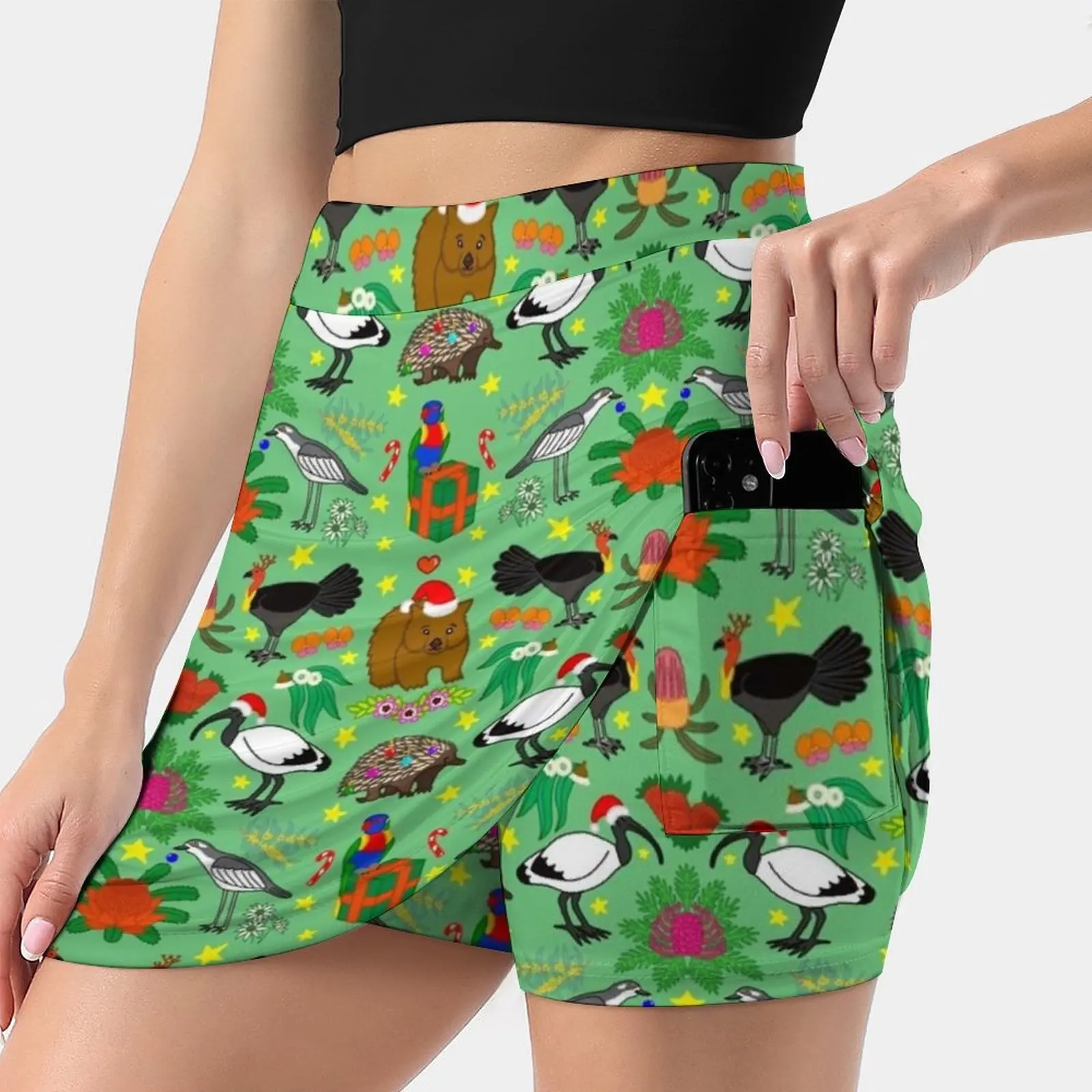 Aussie Christmas Women's skirt With Hide Pocket Tennis Skirt Golf Skirts Badminton Skirts Running skirts Australian Australia