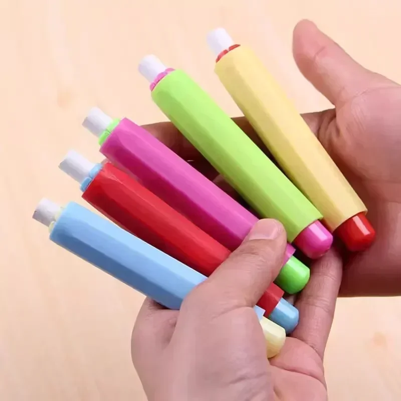 5pcs Colourful Chalk Holder Storage Hard Case Non-toxic Chalk Clips Protective Health Teacher Blackboard Drawing School Office