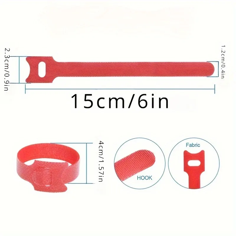 50-Pieces Reusable Nylon Hook And Loop Straps - Durable, Soft Self-Adhesive Tape Organizer For Everyday Office Use