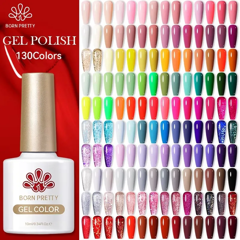 Nascido bonito 130 cores unha gel polonês 10ml vernis semi permanente arte do prego manicure embeber fora led uv gel unha polonês suprimentos
