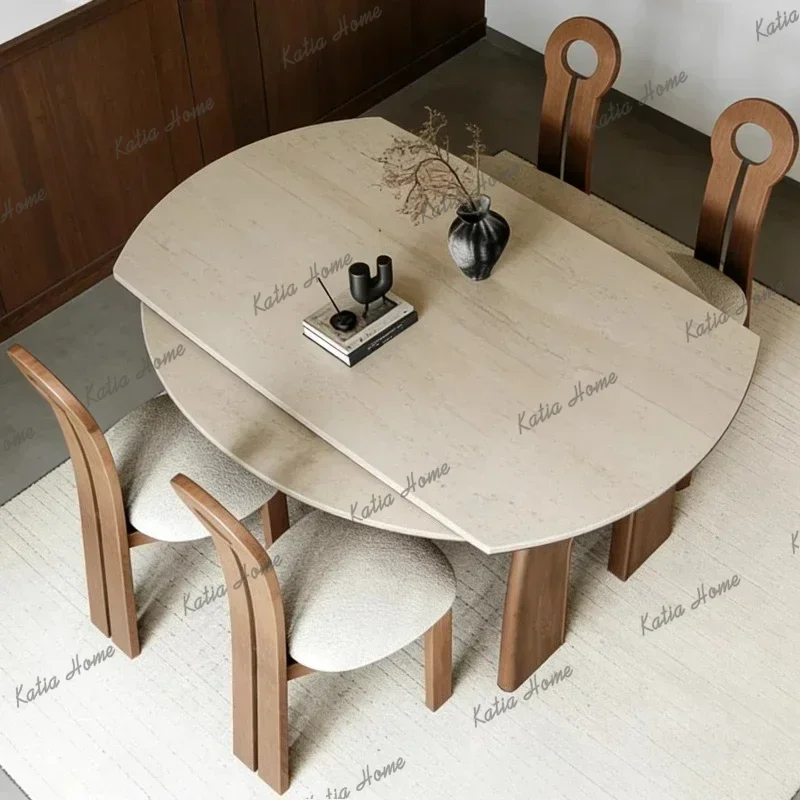 FG Dining Tables And Sets 4 Chairs Pliante Kitcjen Tables Rock Slab Retractable Round Dining Table And Chairs Dual Purpose Foldi