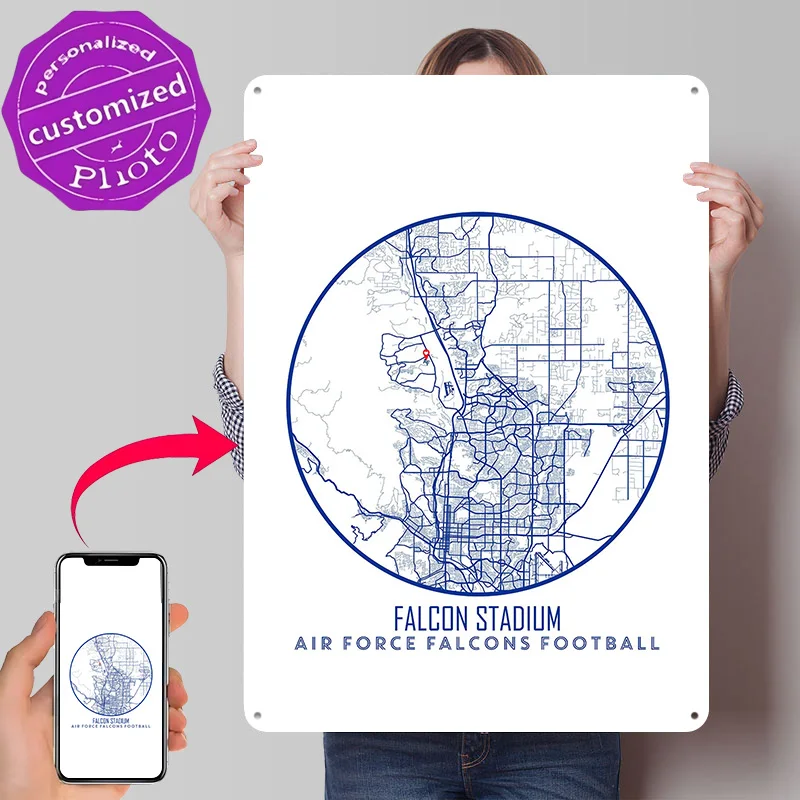 Falcon Stadium Metal Poster Perfect Gift for Fans Lovers Personalized Wall Art Metal Sign for Decor Room Bar Accessories Home