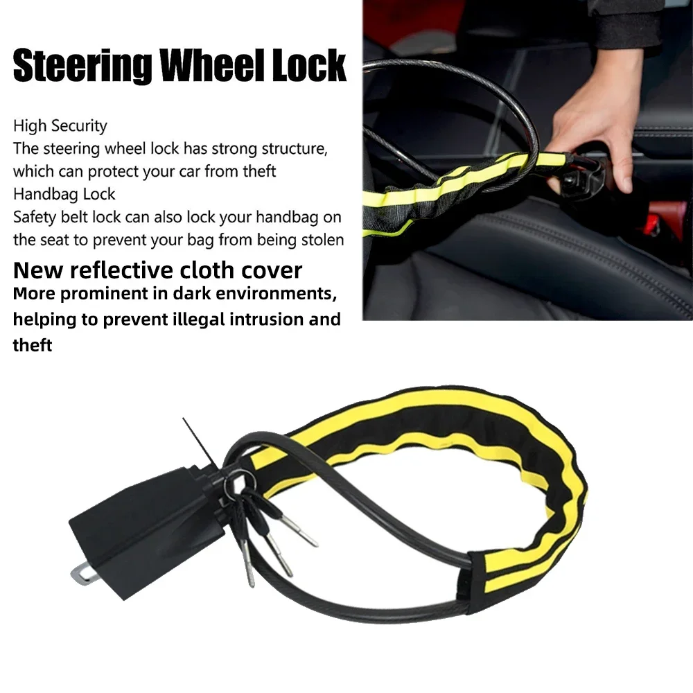 Best Sellers Car Steering Wheel Lock Rope Safety Clip Lock Car Seat Belt Buckle Prevention Security Car Lock
