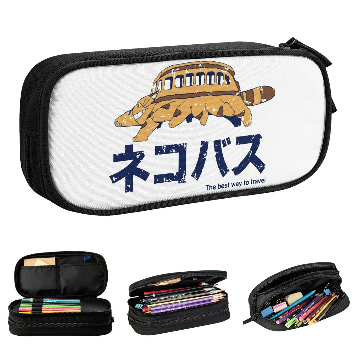 Cute Totoros  Cat Bus Pencil Case Pencilcases Pen for Girls Boys Big Capacity Bags School Supplies Gift Stationery