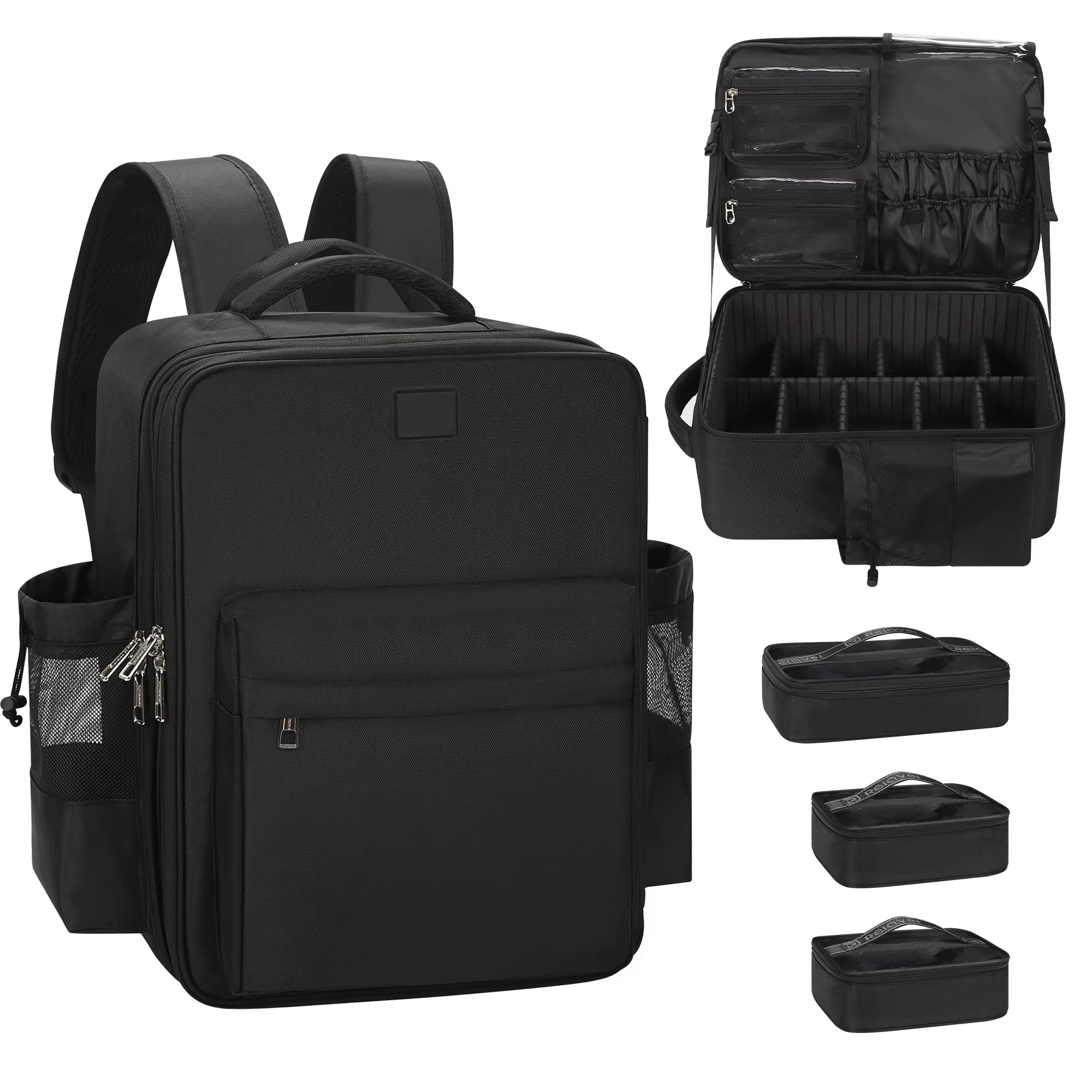 New Professional Makeup Artist Kit Set Bag Extra Large Travel Train Case 3 Clear Brush Storage Organizer Box Cosmetic