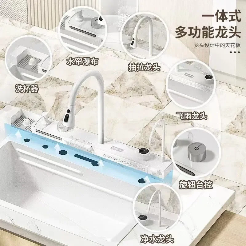 for White Whale Kitchen Sink Vegetable Basin 304 Stainless Steel Large Single Sink Thickened Household Dishwasher Vegetable