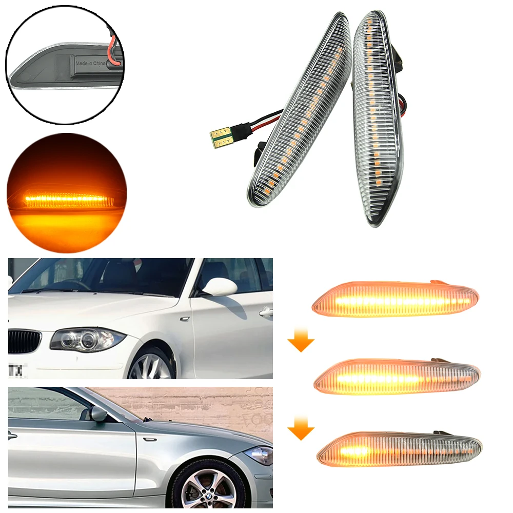 

Светодиодный боковой габаритный фонарь с динамическим сигналом, подходящий для BM-W 3 серии E90 E91 E92 E93 2006-2011 (НЕ M3) W X1 E84 Pre-facelift 2010-2