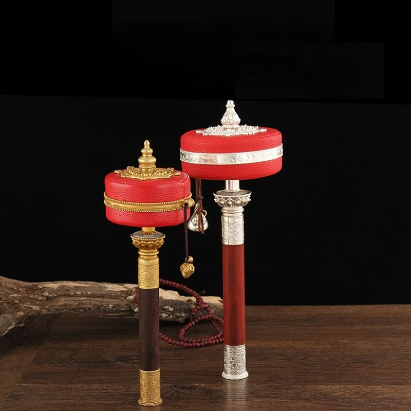 Pure Copper Victory Red Leather Hand Crank Red Gold Trim 60000 Mantra Desktop Decor