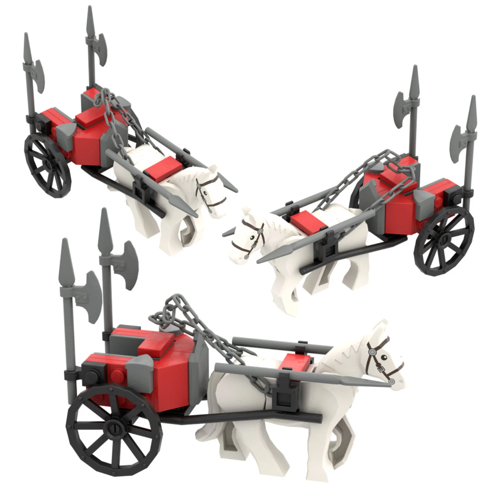 Modèle de scène en petites particules à assembler, type chariot médiéval, voiture de prison, accessoires militaires, blocs de construction MOC