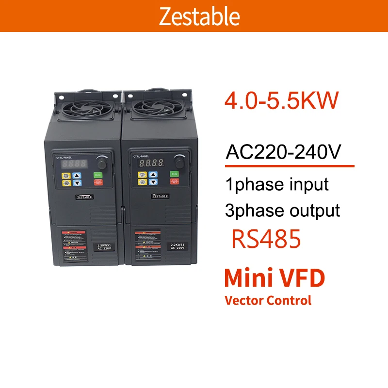 

ZA281G1 1Ph to 3Ph 220V 3/4/5.5KW 1/2/3/4/5/7 HP with RS485 Communication Drive Converter Control Inverter