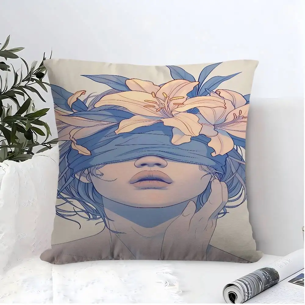 Poszewka na poduszkę z motywem kwiatów, opaska na oczy, dekoracyjna poduszka, dekoracja domu, poszewki na poduszki