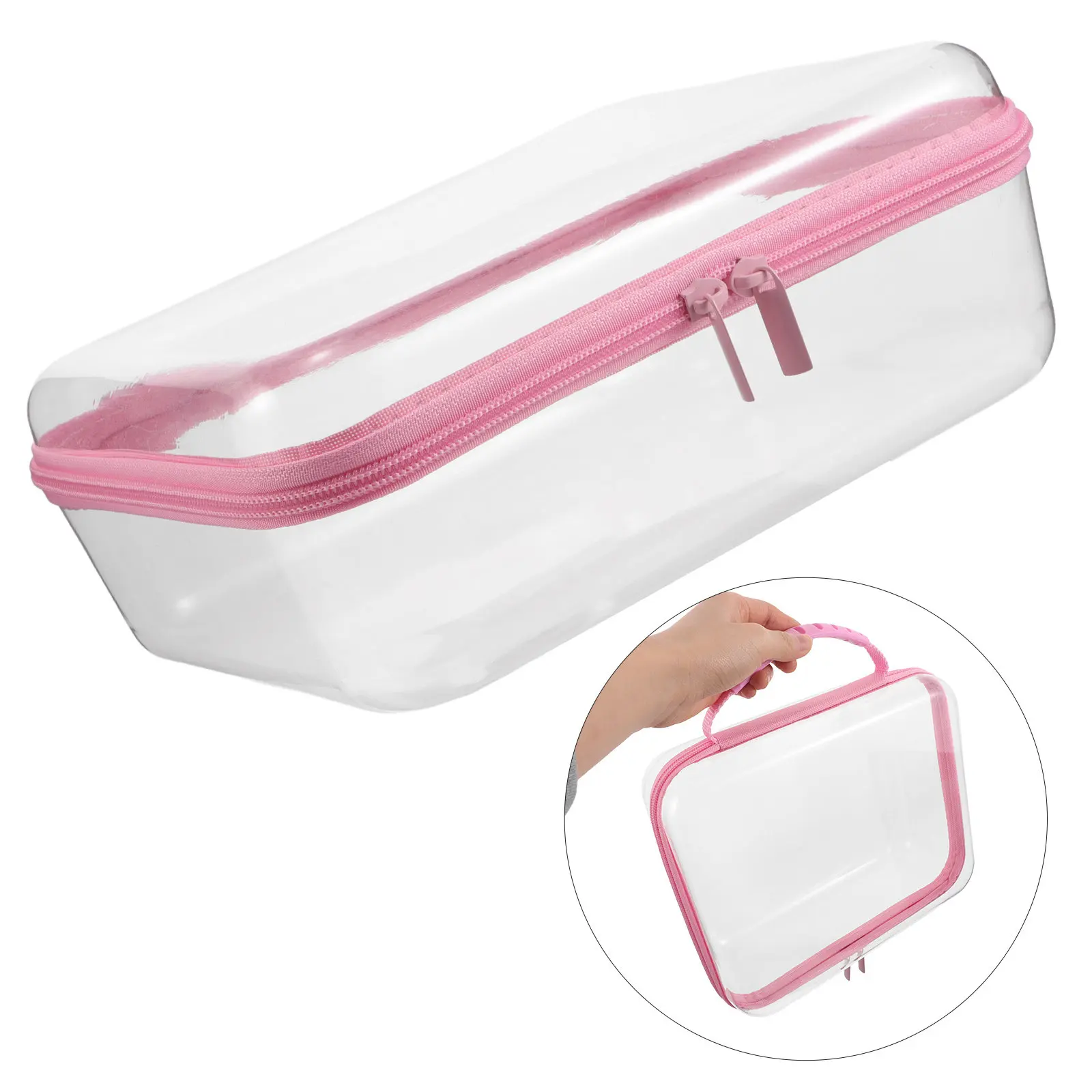 Clear Hard Shell Storage Bag Large Capacity Crush Resistant Zipper Organizer Case Transparent Travel Makeup Toiletry Diaper